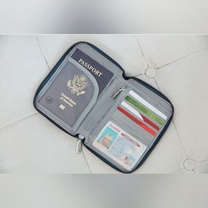 Travelon RFID Blocking Passport Zip Wallet, Ocean, 4 x6 .5